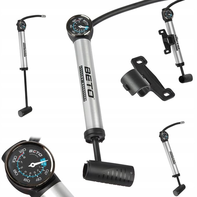 Beto Aluminium Fietspomp met Manometer & Slang - 80 PSI