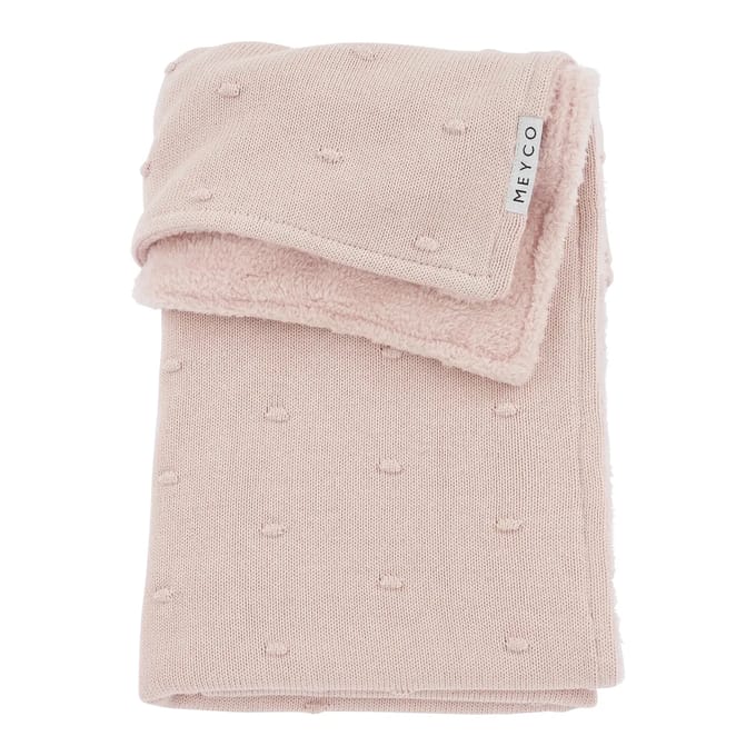 Meyco Baby Mini Knots teddy wiegdeken - soft pink - 75x100cm - 2.0 TOG