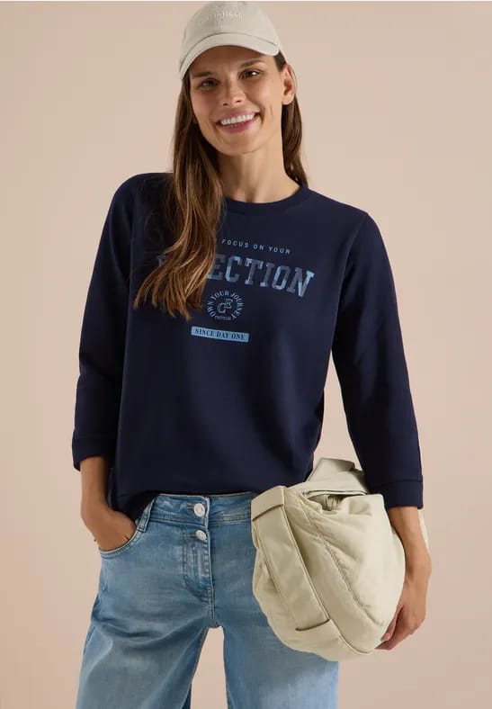 Shirt met 3/4-mouwen, ronde hals en tekst