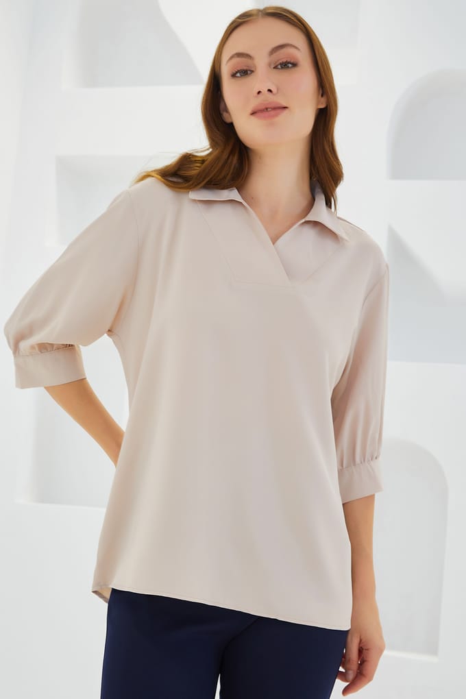 Polo Kraag Losse Pasvorm Blouse