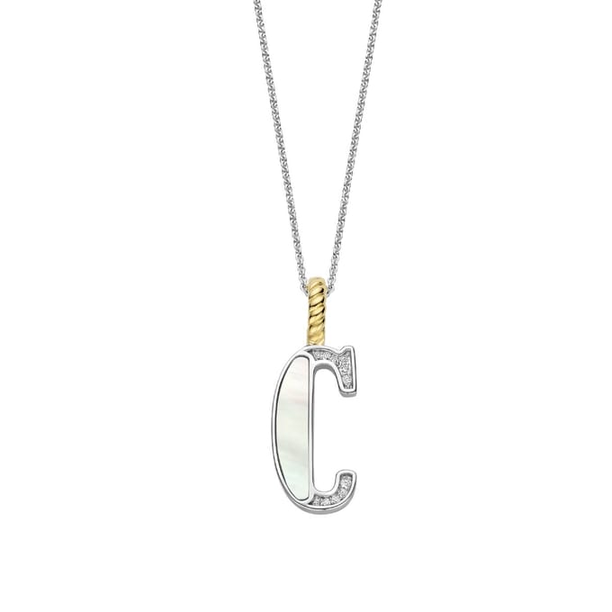 TI SENTO Dames Hanger - 925 zilver - Letter C - Parelmoer - 6840MW_C