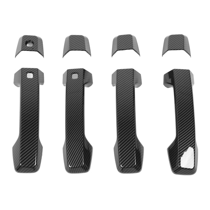 4 Sets Buitendeurklink Cover Koolstofvezel Stijl Krasbestendig ABS Buitendeurklink gray