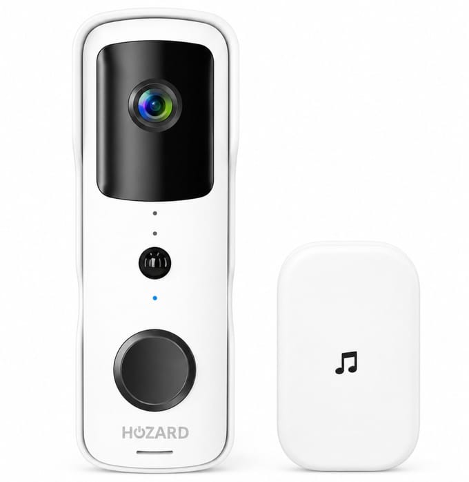 Hozard® Deurbel met Camera en DingDong – Draadloze Video Deurbel – 5200mAh – Wit