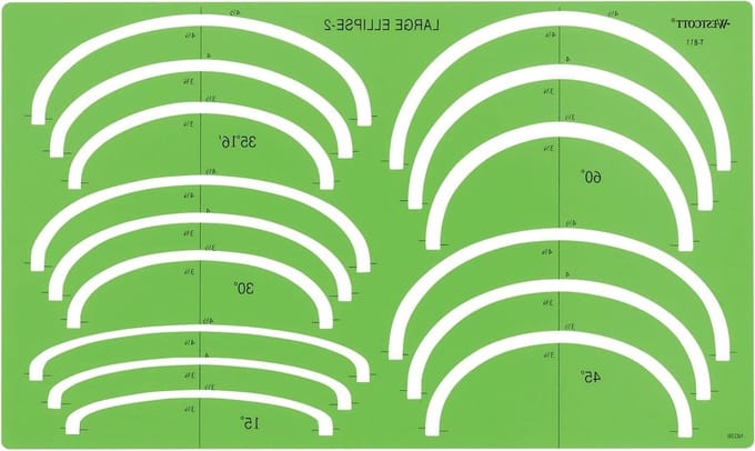 Ellips Sjabloon - Tekensjabloon - Technisch Tekenen - Veelgebruikte Cirkeldiameters - 25x25mm