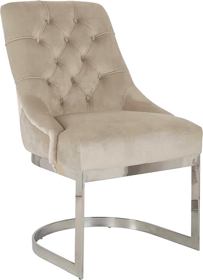 DiamantMeubelen Eetkamerstoel Tanger - Beige - Met zilveren poten