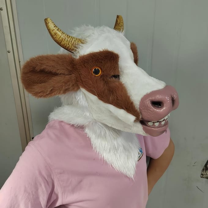 Pluche koeienmasker One size fits all adults bruin