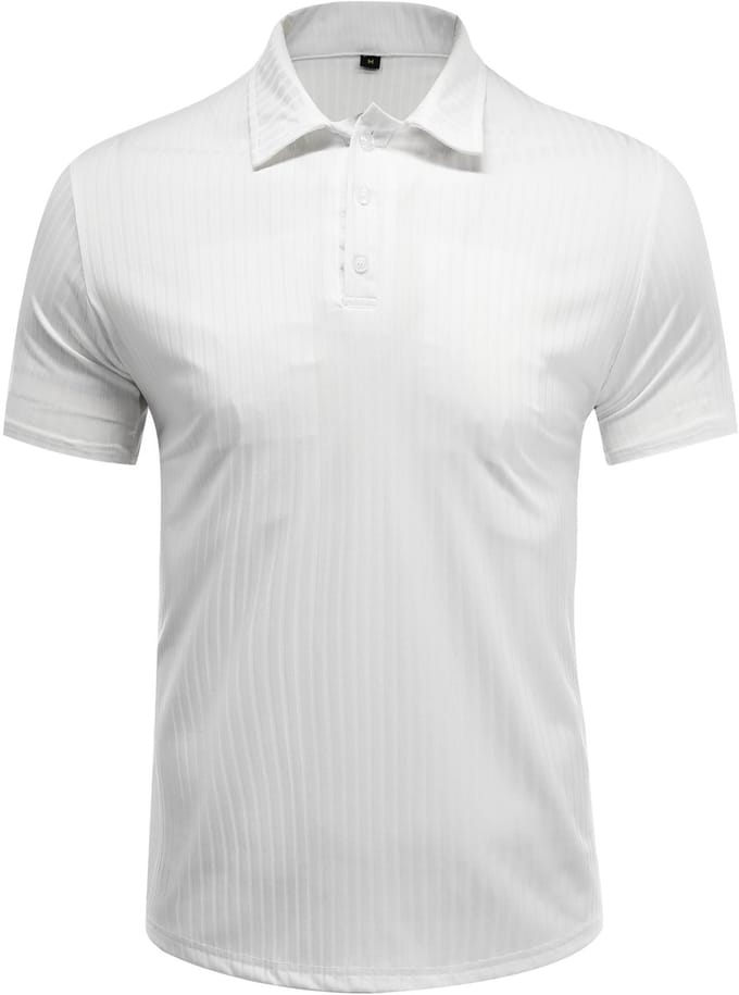 ALLTHEMEN Heren Polo Slank Model - Halfknopen Strepen - XL