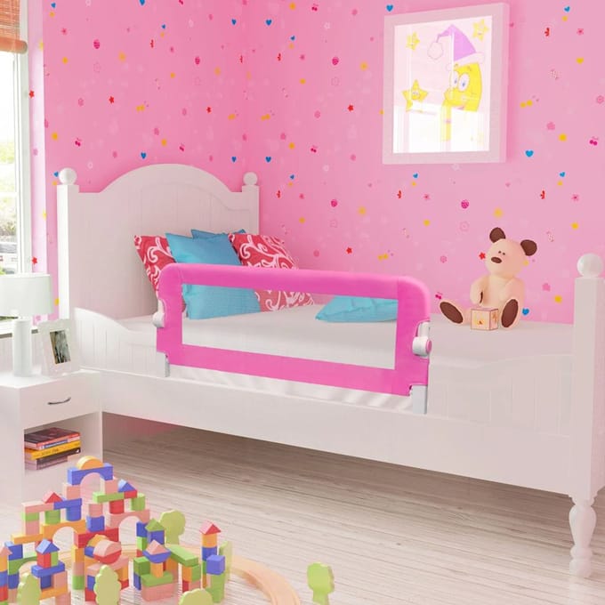 Garde-corps de sécurité pour lit d'enfant 2 pièces Rose 102 x 42 cm