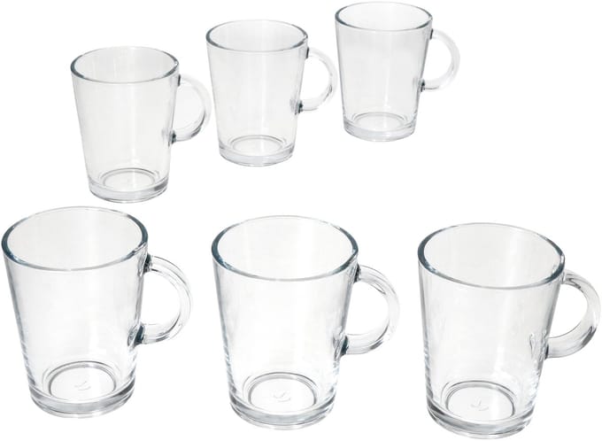 Set van 6 COREDO heldere drinkglazen met handvat - 677348