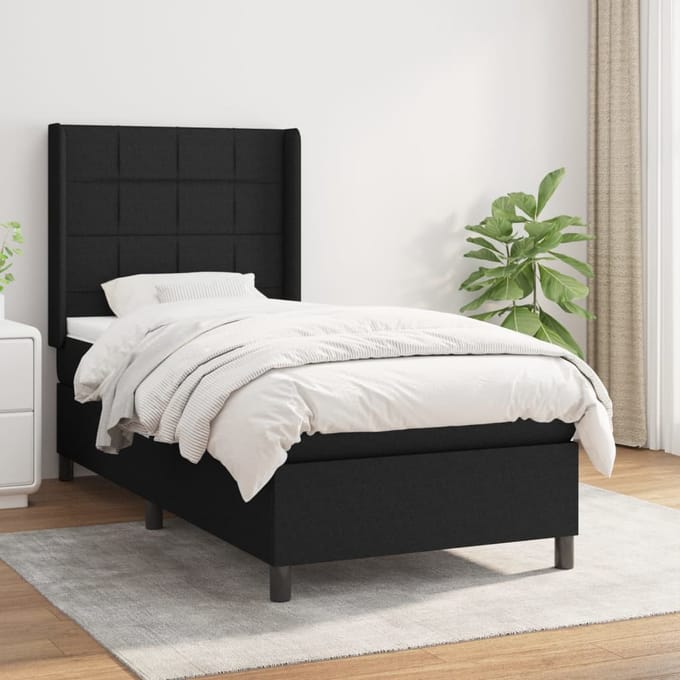 vidaXL - Boxspring - met - matras - stof - zwart - 80x200 - cm