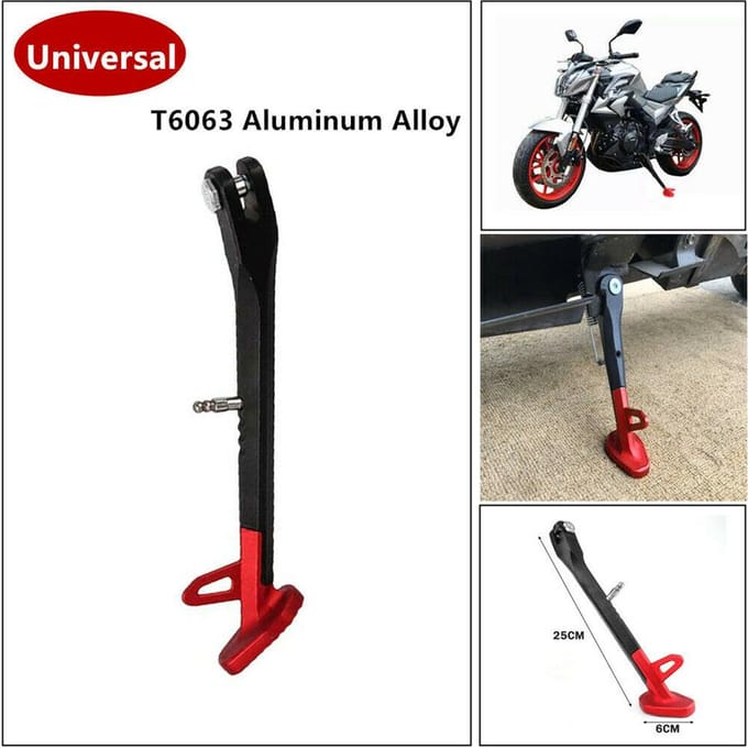 250 MM motorfiets enkelzijdige standaard beenstandaard supporter zwart + rood CNC-legering black
