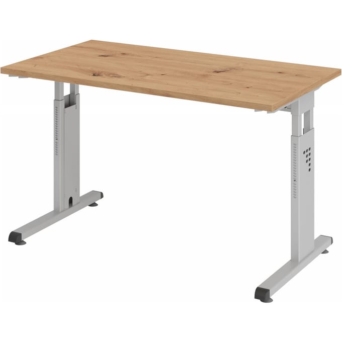 MEGA 612 S | Bureau - Tafelhoogte I In hoogte verstelbaar 120 x 67 Essen-Eik/Zilver