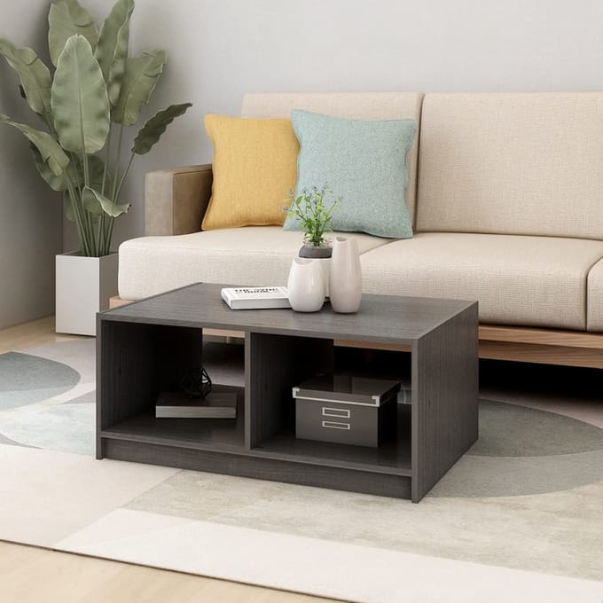 vidaXL - Salontafel - 75x50x33,5 - cm - massief - grenenhout - grijs