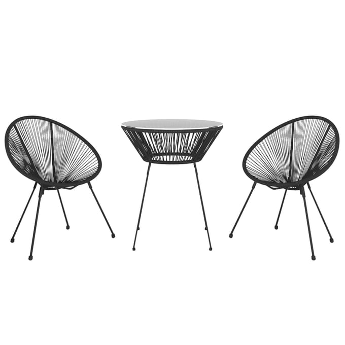 vidaXL 3-delige Tuinset zwart