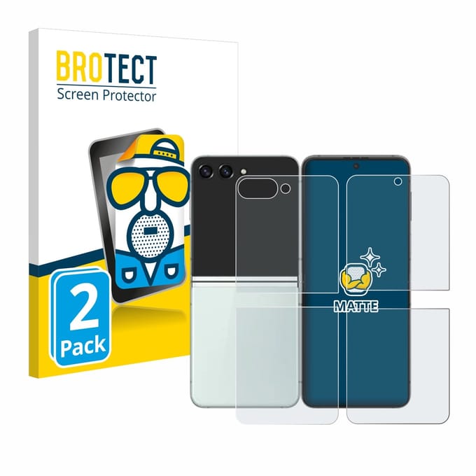 BROTECT - Screenprotector voor Samsung Galaxy Z Flip 5 (Voor+Achter) - Folie Beschermfolie matte 2 Stuks