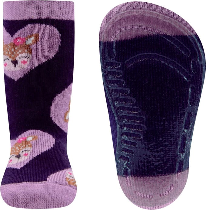 Ewers antislip sokken paars met bruine bambi's