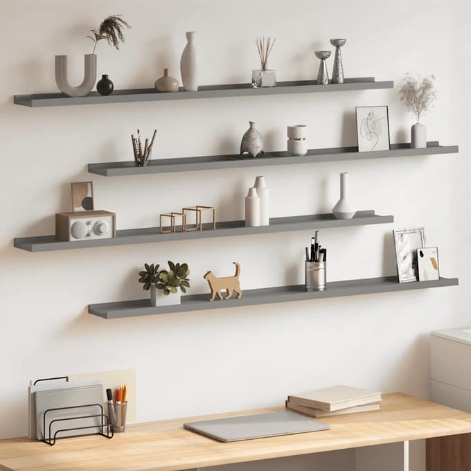 vidaXL - Wandschappen - 4 - st - 115x9x3 - cm - grijs