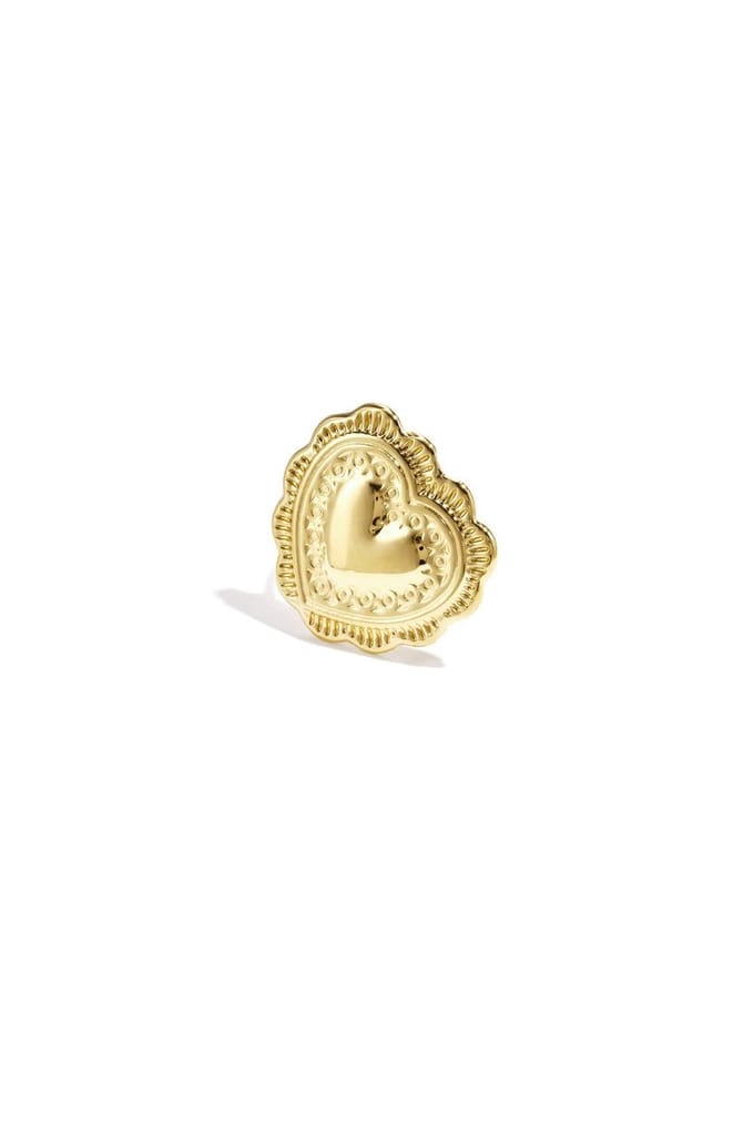 Bijoutheek Ring (Sieraad) Hart Patroon Ornament Goudkleurig