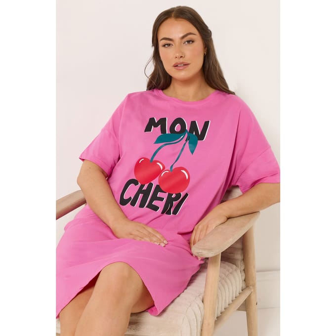 Yours Roze 'Mon Cheri' Nachthemd Size 62-64