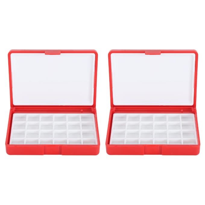 2 stuks Lege Aquareldoos Verfopslag Paletten Doos Draagbare Plastic Schilderpigmentdoos Voor white