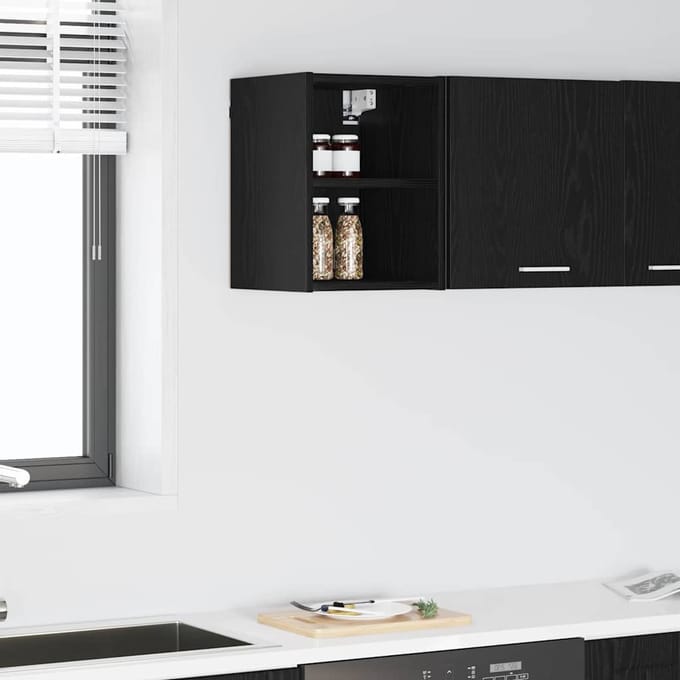 vidaXL - Hangkast - Zwart - Eiken - 30 - x - 29,5 - x - 40 - cm - Bewerkt - hout