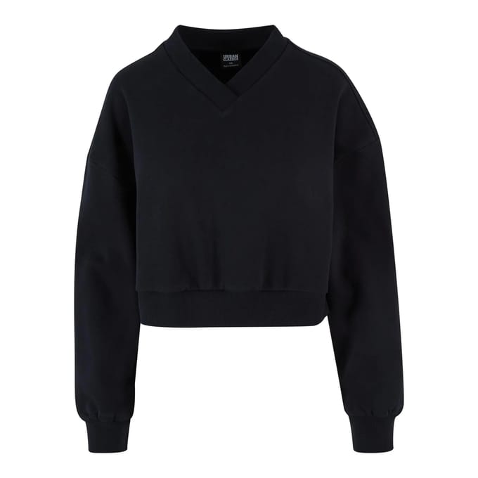 Urban Classics - V-Neck Crop Sweater/Trui - XS - Zwart