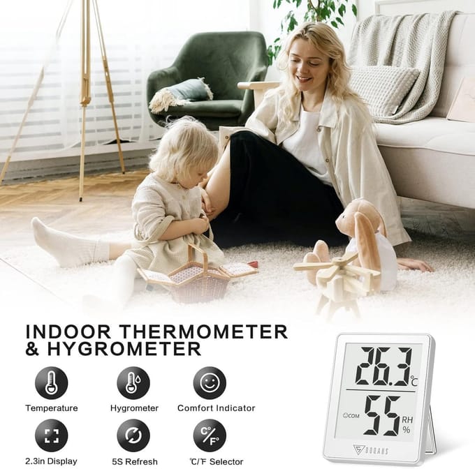 3 Stuks Digitale Thermo-Hygrometer voor Binnen met Smiley-Indicator