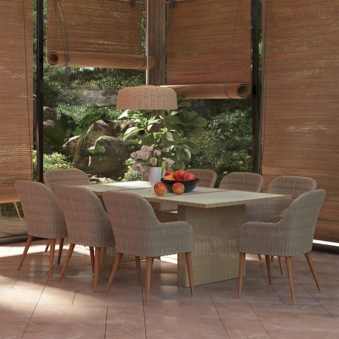 vidaXL - 9-delige - Tuinset - poly - rattan - bruin