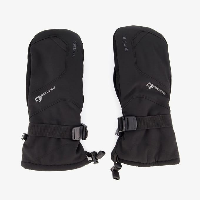 Mountain Peak softshell unisex skiwanten zwart - Maat S