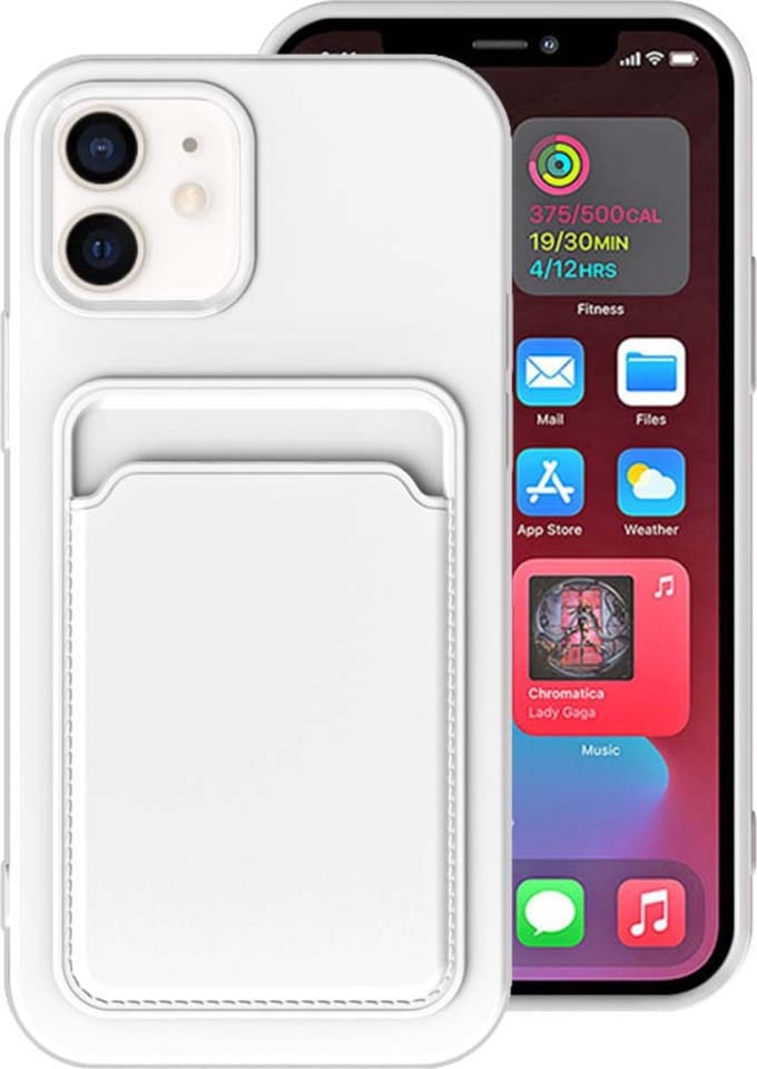 Smartphonica iPhone 12 Mini siliconen hoesje met pashouder - Wit geschikt voor iPhone 12 Mini