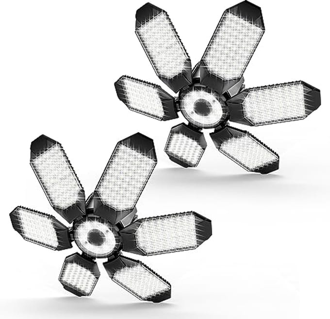 Led-garageverlichting met vervormbare panelen - 32000 lm, E26/E27-fitting, ideaal voor werkplaats en magazijn