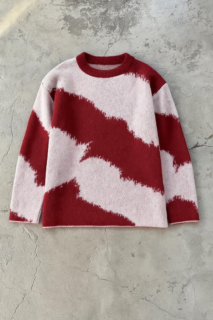 Touché Privé - Gebreide trui met abstracte print - Bordeaux - Dames
