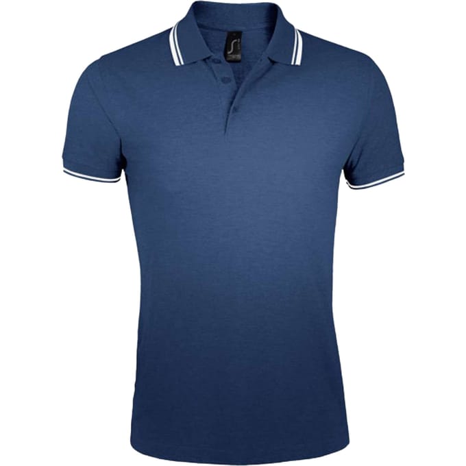 SOLS Heren Pasadena Poloshirt (Franse marine / Wit)