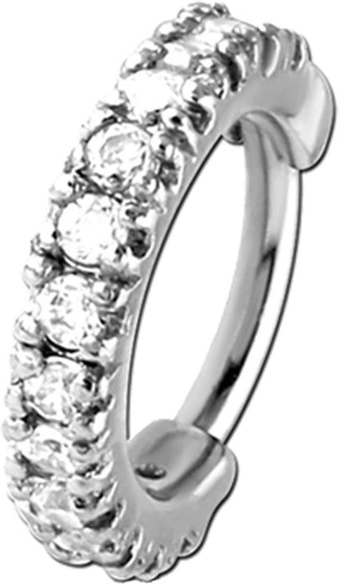 Lucardi Dames Helixpiercing ring clicker zirkonia - Piercing - Cadeau - Staal - Zilverkleurig