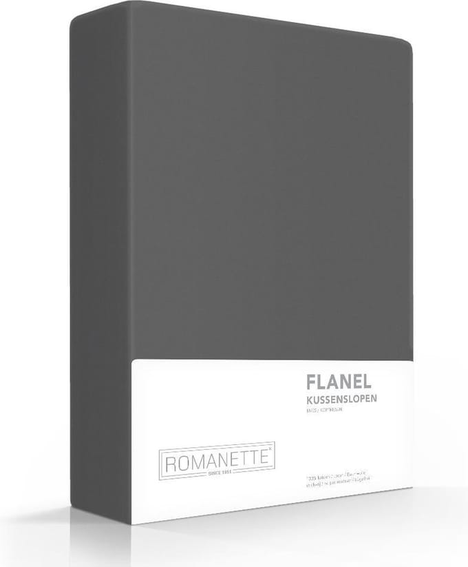 Romanette 2-Pack warme flanel kussenslopen - 65x65 - antraciet