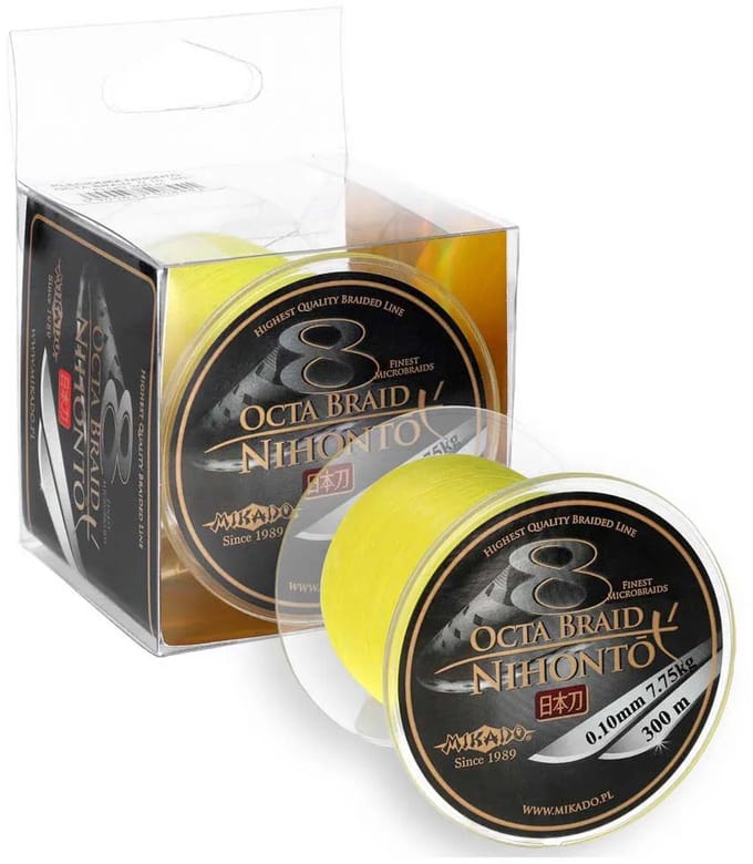 Mikado Nihonto Octa Gevlochten Vislijn 300 M Geel 0.080 mm