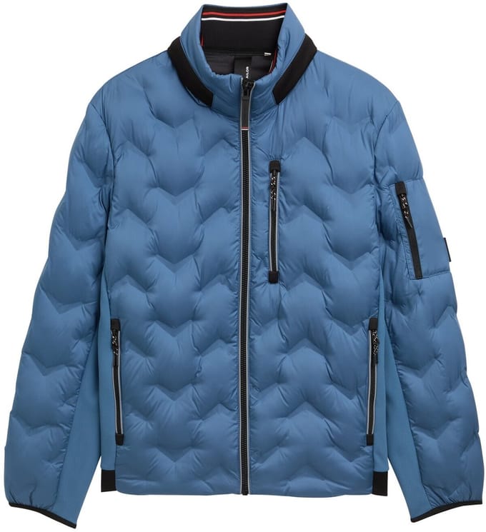 Tom Tailor - Hybride lichtgewicht gewatteerd jack met opbergbare capuchon - Maat S - real teal blue