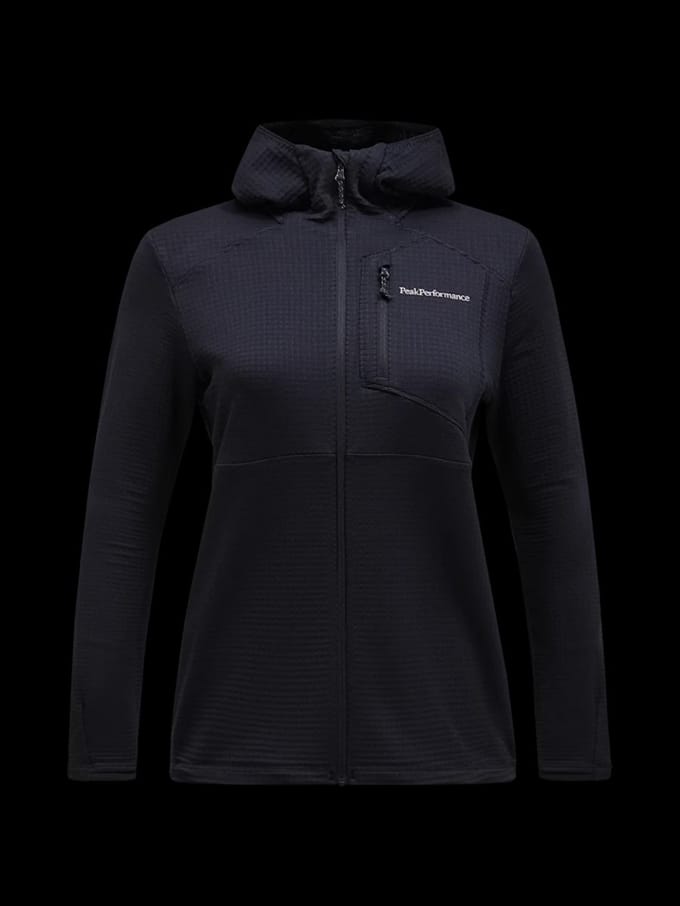 Trail Polartec® Power Grid™ Zip Hood Fleece Dames Black M