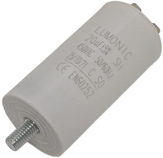 Motorcondensator 20µF 450V - Bedrijfscondensator Radiaal met Connector 6,3x0,8mm