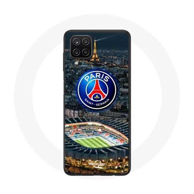 Coque - maniacase - Samsung Galaxy A12 - Noir - Souple - PSG Logo Tour Eiffel noir