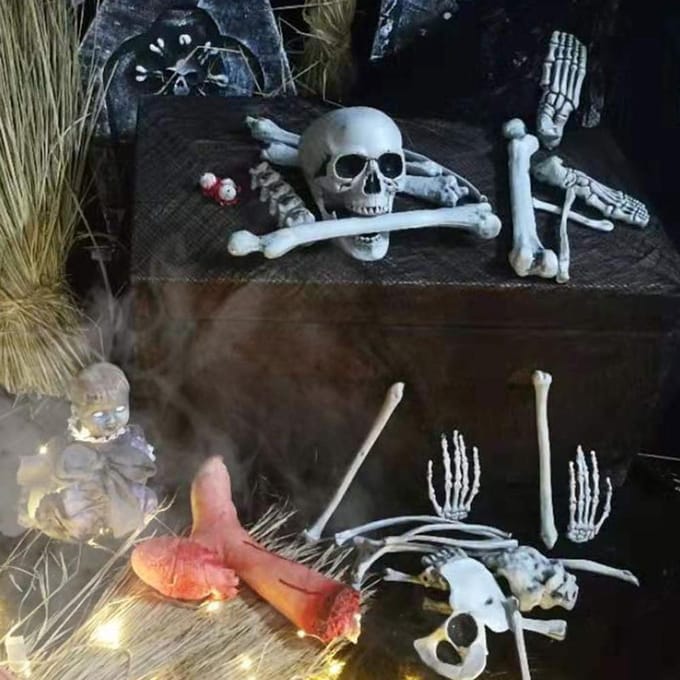 28 Stuks Halloween Skelet Botten Halloween Requisieten Skelet Lastige Botten Spookhuis Feest Decoraties brown