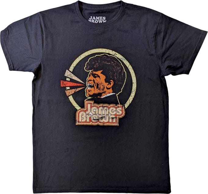 James Brown - Circle & Logo Heren T-shirt - L - Zwart