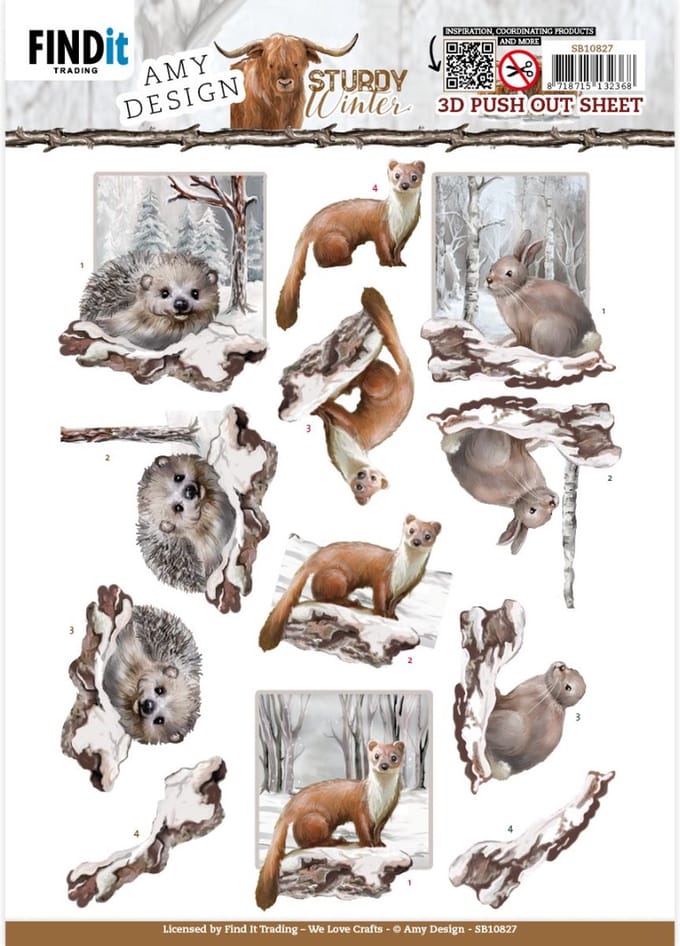 3D Push-Out - Amy Design - Sturdy Winter - Hedgehog