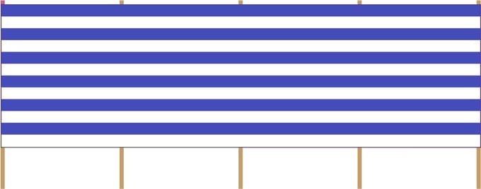 Windscherm - gestreept wit/donkerblauw - 3 x 1,5 meter - Strand/camping scherm