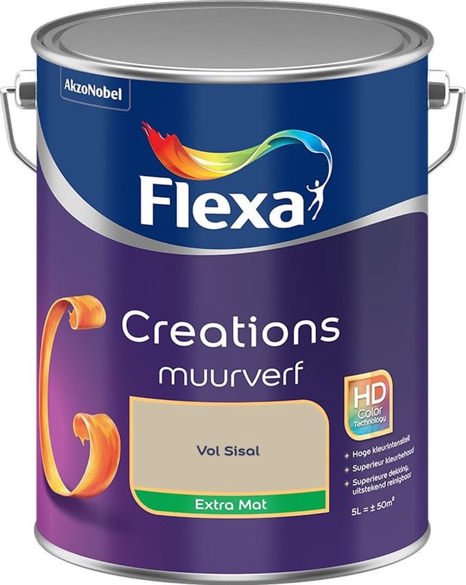 Flexa - Creations Muurverf Extra Mat - Vol Sisal - Mengverf - 5 L