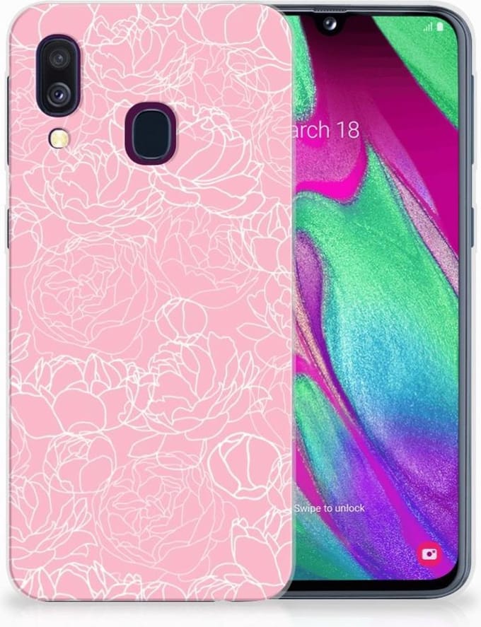 Samsung Galaxy A40 TPU Case White Flowers