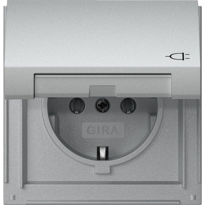 Gira TX44 IP44 Aluminium Stopcontact Met Scharnierende Afdekking - 445465