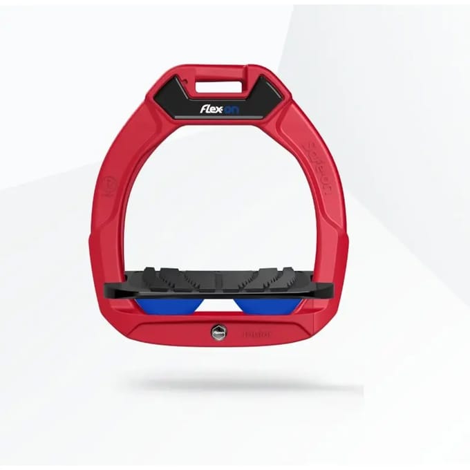 Veiligheidsschoenen voor kinderen met schuin grip in rood/zwart/blauw. Flex-On Safe-On