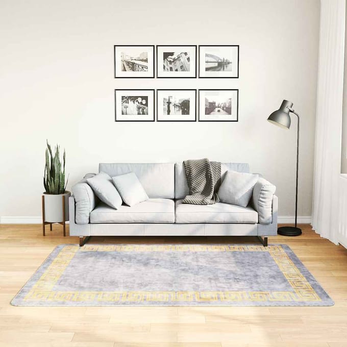 vidaXL - Vloerkleed - wasbaar - 120x180 - cm - grijs