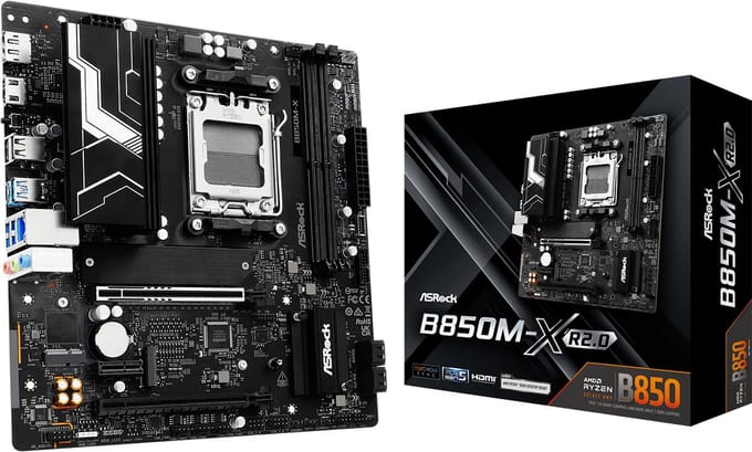 ASRock B850M-X R2.0 Moederbord - AMD B850 - AMD AM5 - DDR5 RAM - Micro-ATX